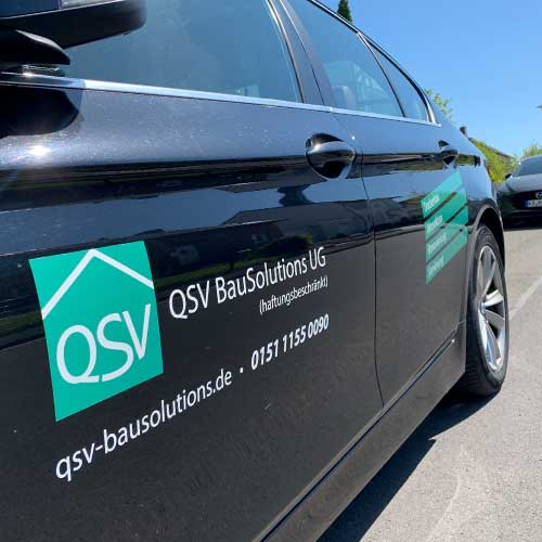 Fahzeugbeschriftung für QSV BauSolutions UG - Trockenbau - Akustikbau - Renovierung - Sanierung